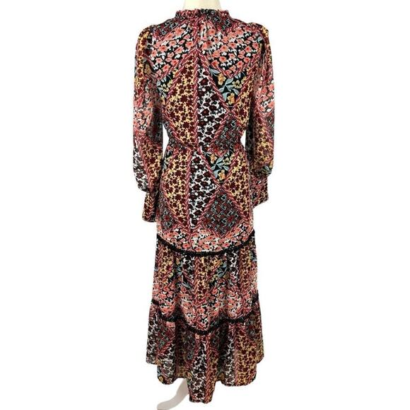 NWT Allison NY Gigi Maxi Dress Floral Patchwork Long Sleeve Bohemian Size Small - Picture 9 of 16